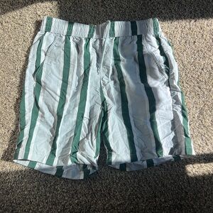 Original Use Green and White Striped Board Shorts